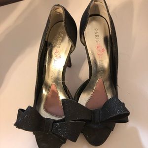 Paris Hilton black bling heels
